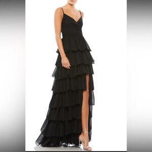 NWT Ieena For Mac Duggal Sz 4 Tiered Ruffle Empire Waist Chiffon Gown ($398)